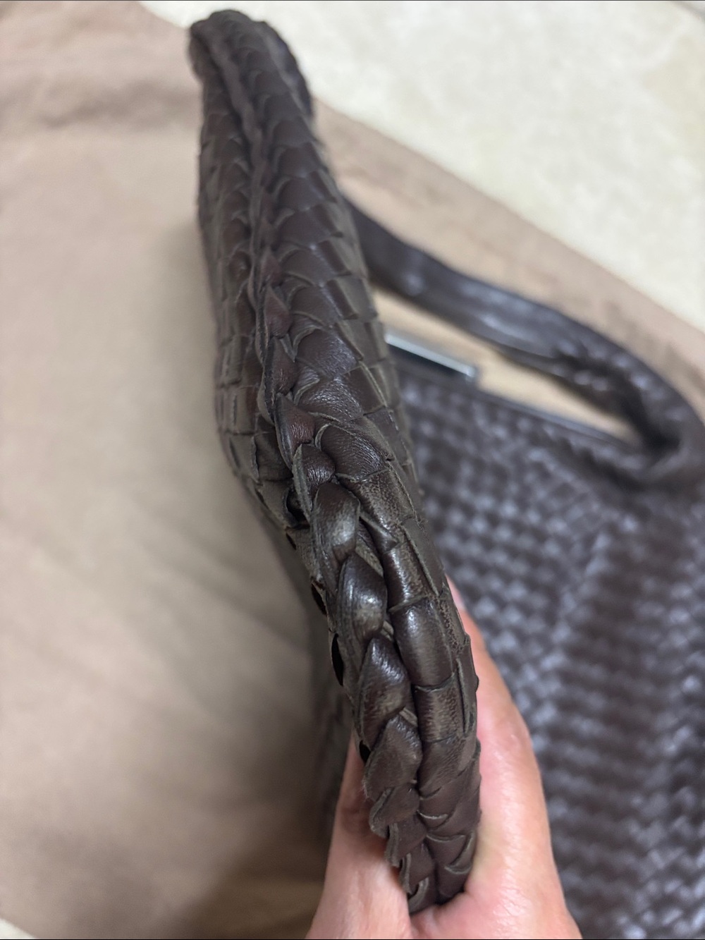Bottega Veneta Dark Brown Intrecciato Leather Hobo Bag - Picture 2 of 14